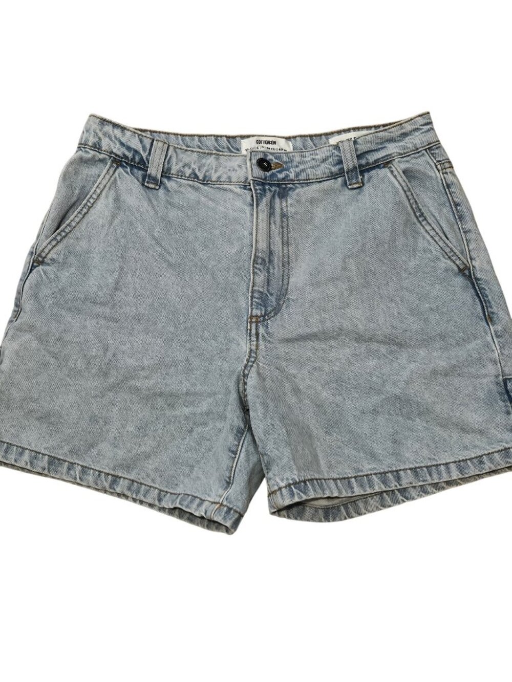 Cotton On Utility Denim Light Wash High Waist Jean Shorts Womens 6 32 5" Inseam